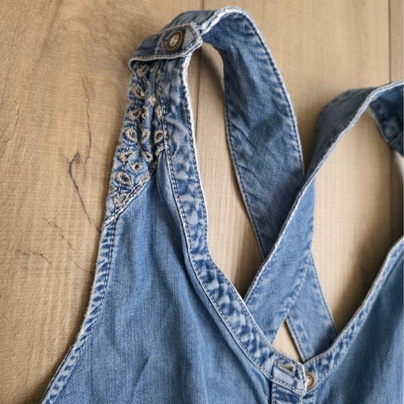 Anthropologie Holding Horses Tencel Chambray Overall Jumpsuit Women Sz 8 - Picture 11 of 12